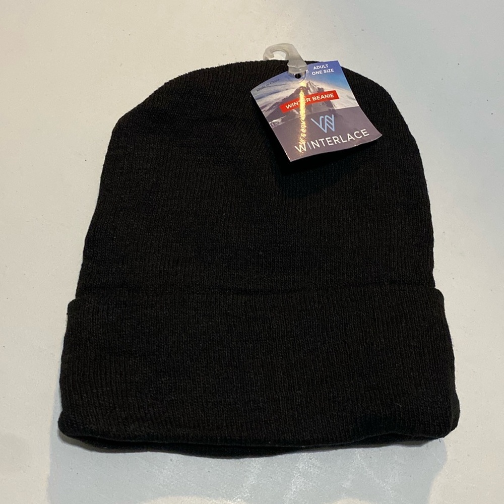 Unisex Winterlace Winter Roll Cuff Beanie Black Adult One Size